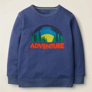 Mini Boden embroidered sweater toddler boys textured terry adventure crewneck
